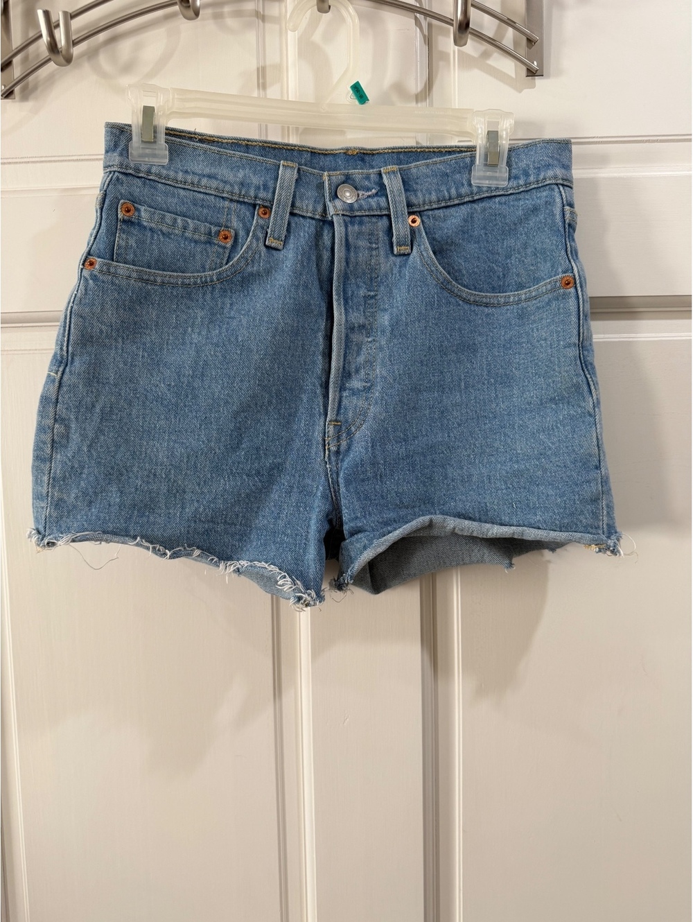 Levi's 501 Light Blue Denim High Waist Cutoff Shorts